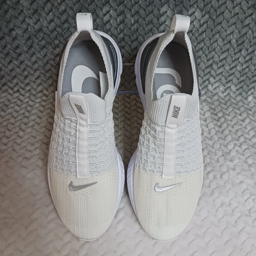 Nike React Phantom Run Flyknit 2 True White Silver Women's Running Shoes Size 9